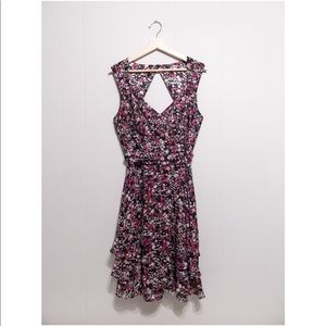 White House Black Market mini-floral flounce dress